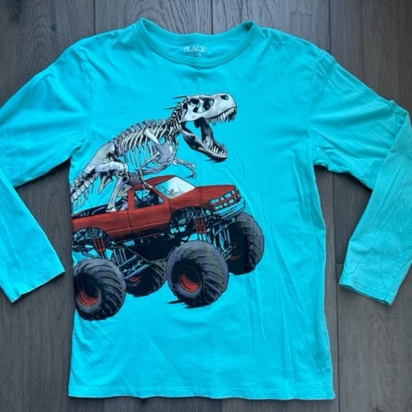 The Children's Place Other - THE CHILDREN'S PLACE DINOSAUR MONSTER TRUCK DECAL LONG SLEEVE SHIRT